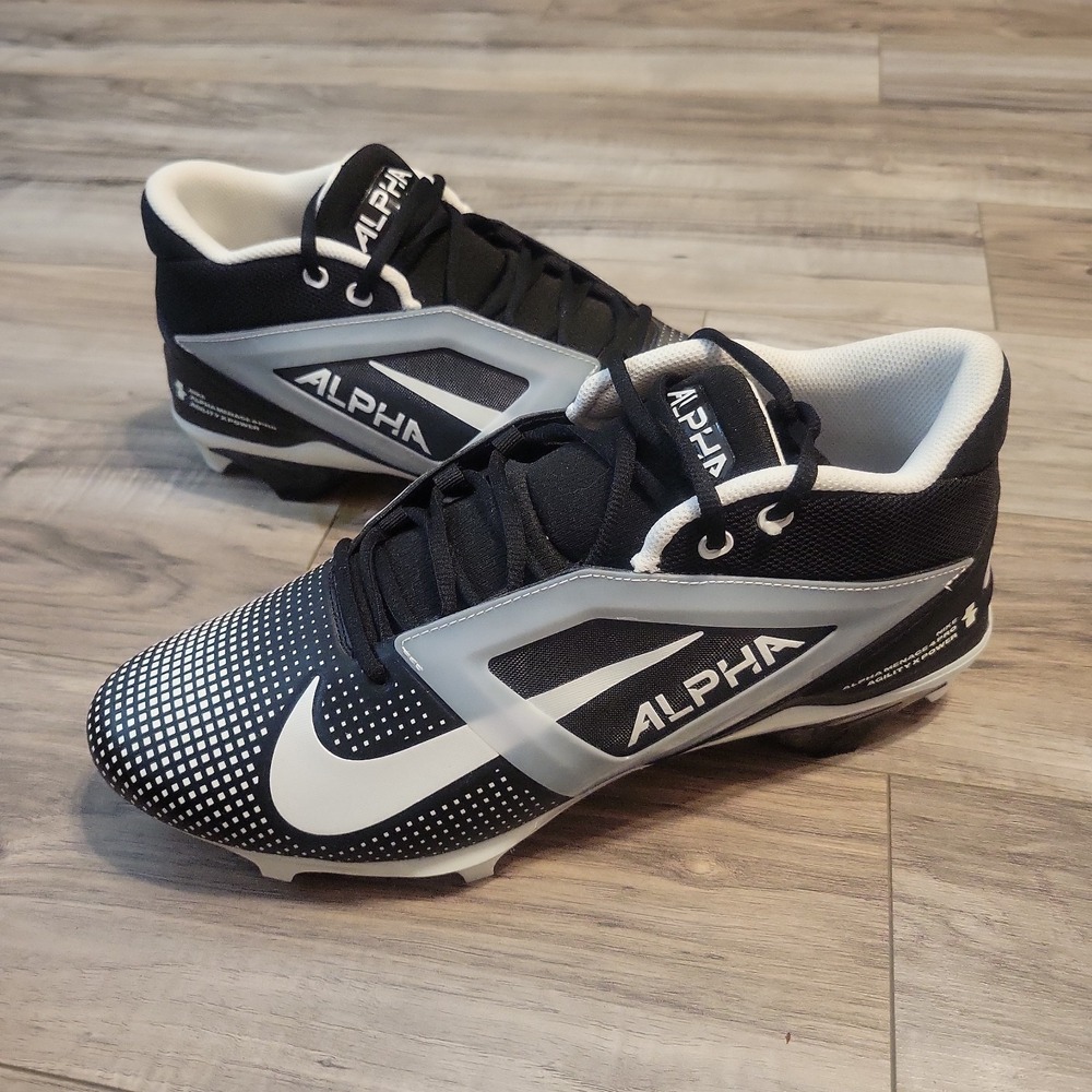 Nike Alpha Menace 4 Pro Football Cleats Black/White FZ7702-005 Mens  14 NEW